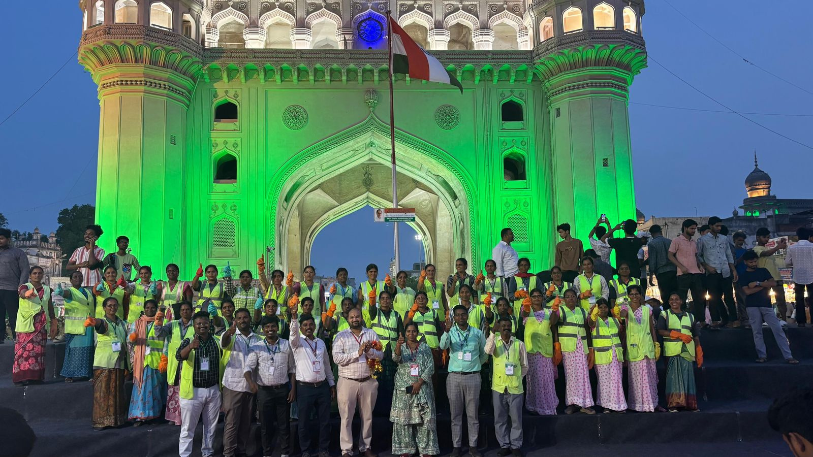 Ixora team at Charminar heritage site with GHMC partnership
