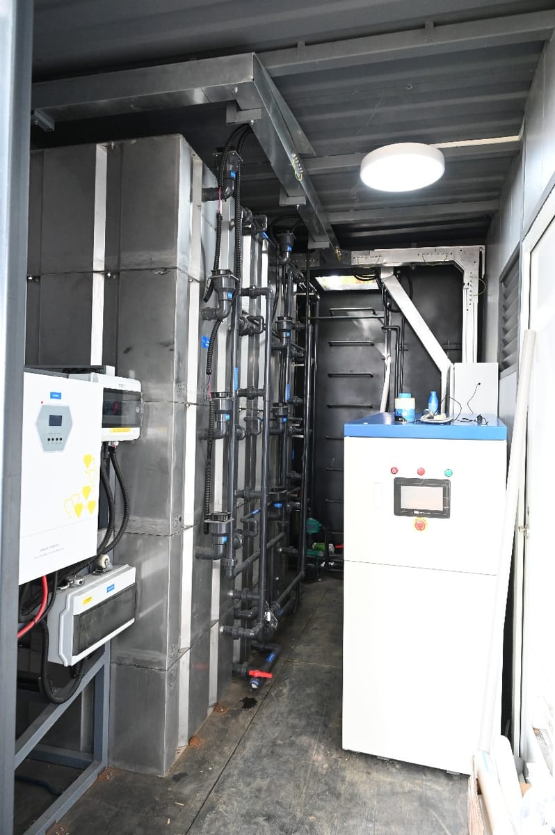 Water treatment and monitoring equipment inside a LooCafe unit